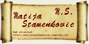 Matija Stamenković vizit kartica